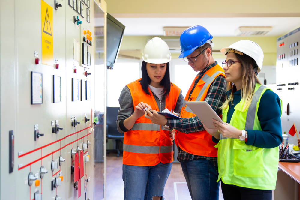 industrial engineers operating in electricity substation